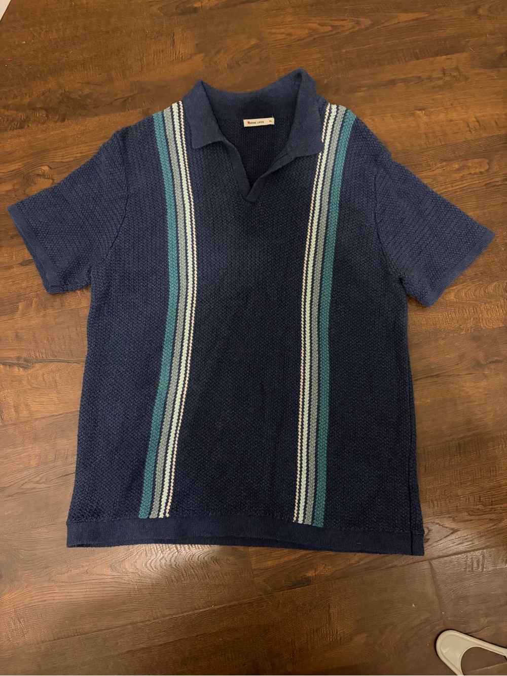 Marine Layer Conrad Sweater Polo - Navy Vertical Stripe - Men’s XL - Spring 2024